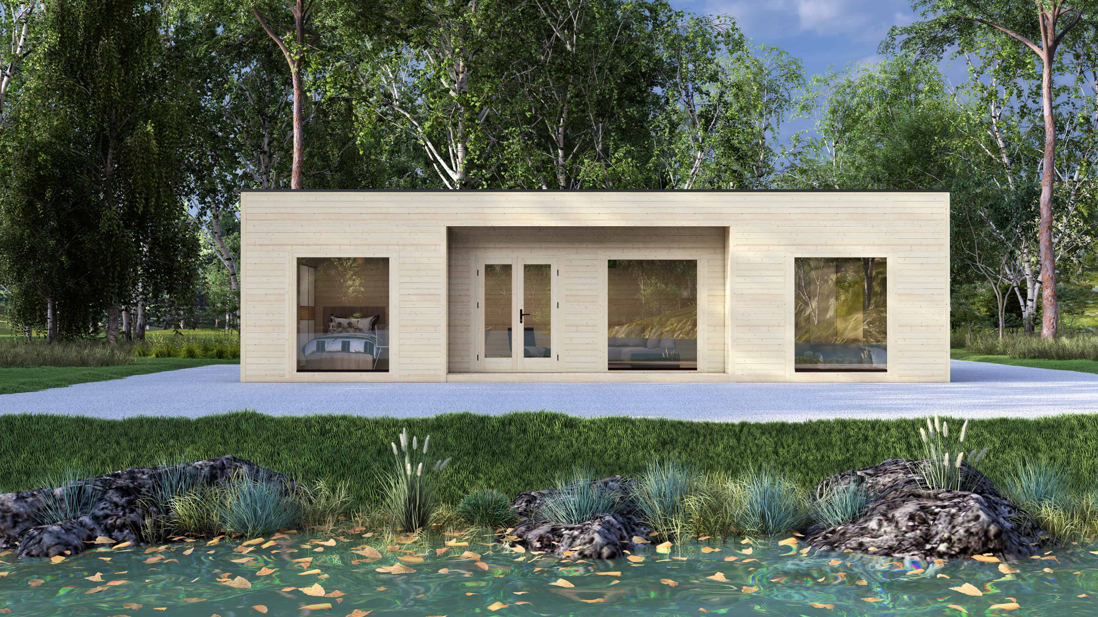 Contemporary residential log home