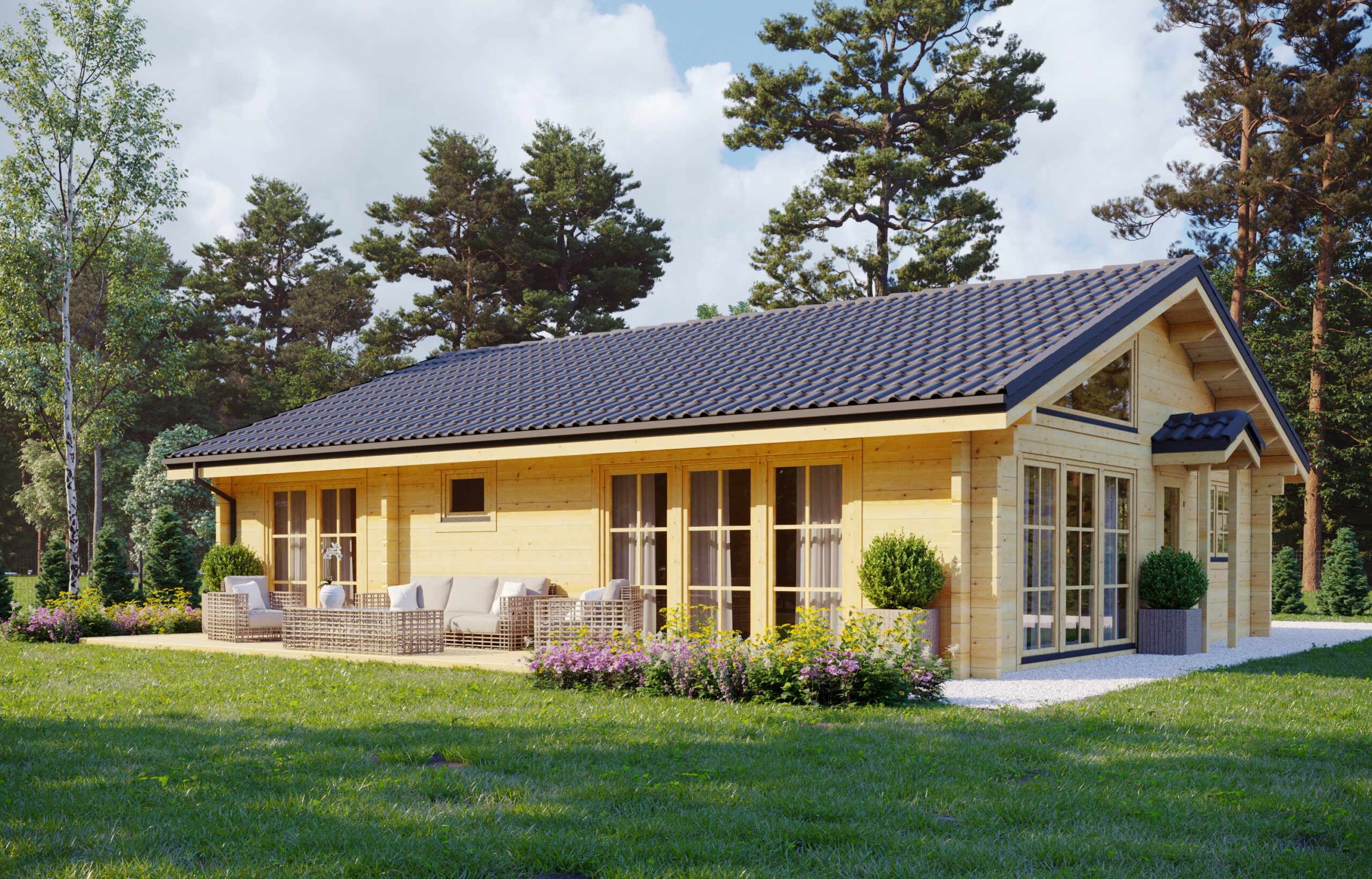 Glulam Log House Dublin 8x10m 220mm