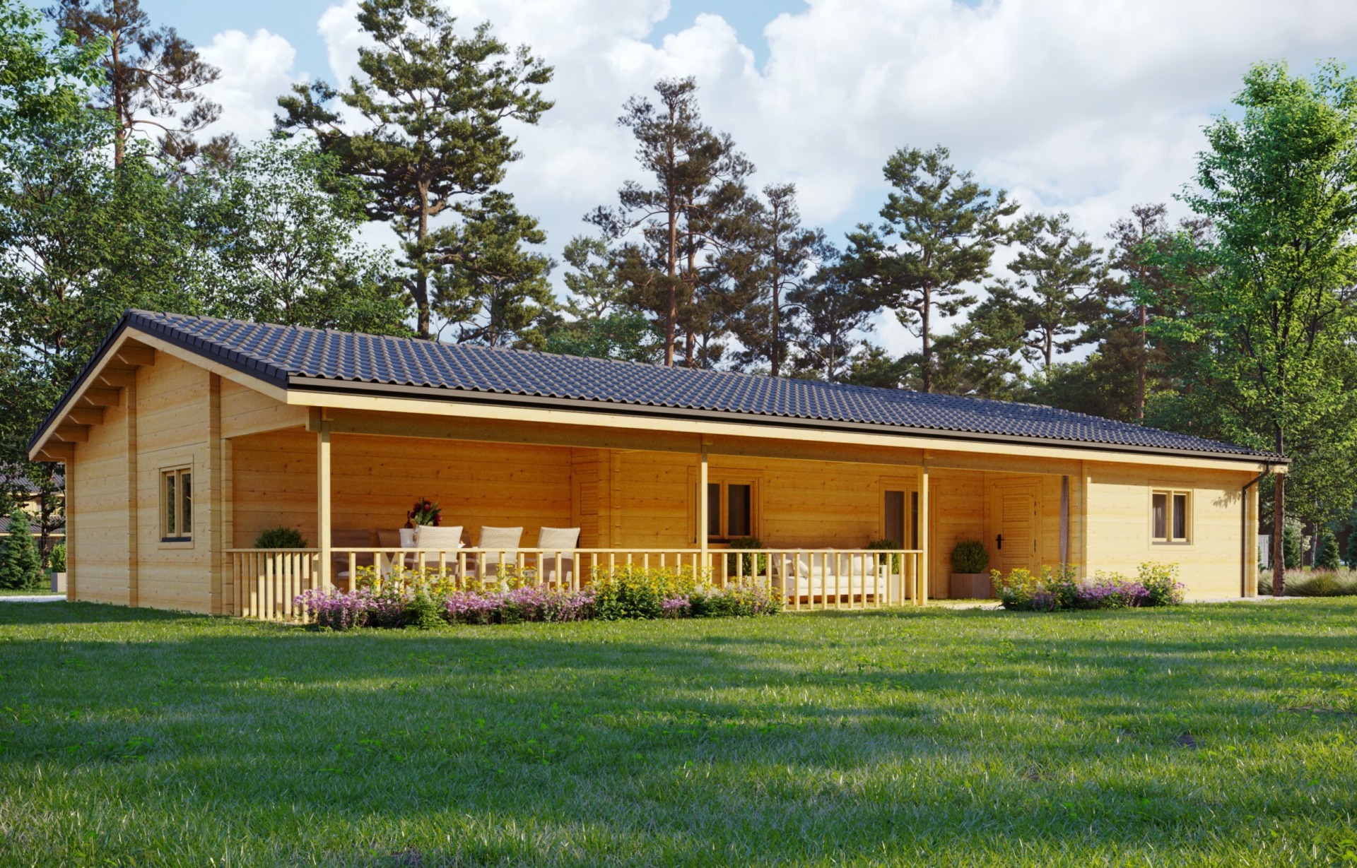 Glulam Log House Lucien 91x117m 88mm