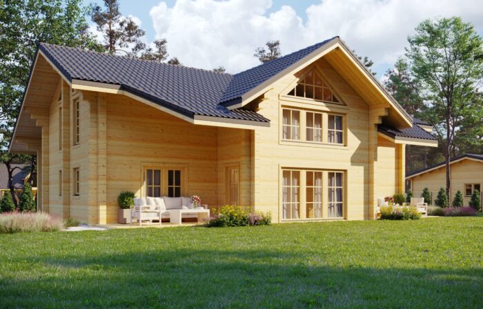 Glulam Log House Monaco 14×10.5M, 220Mm