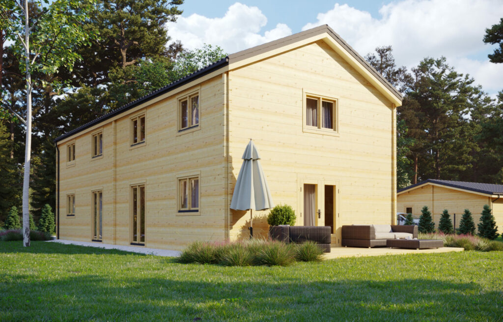 Two Storey Glulam Log House David 6×14.2m, 88mm Main Image