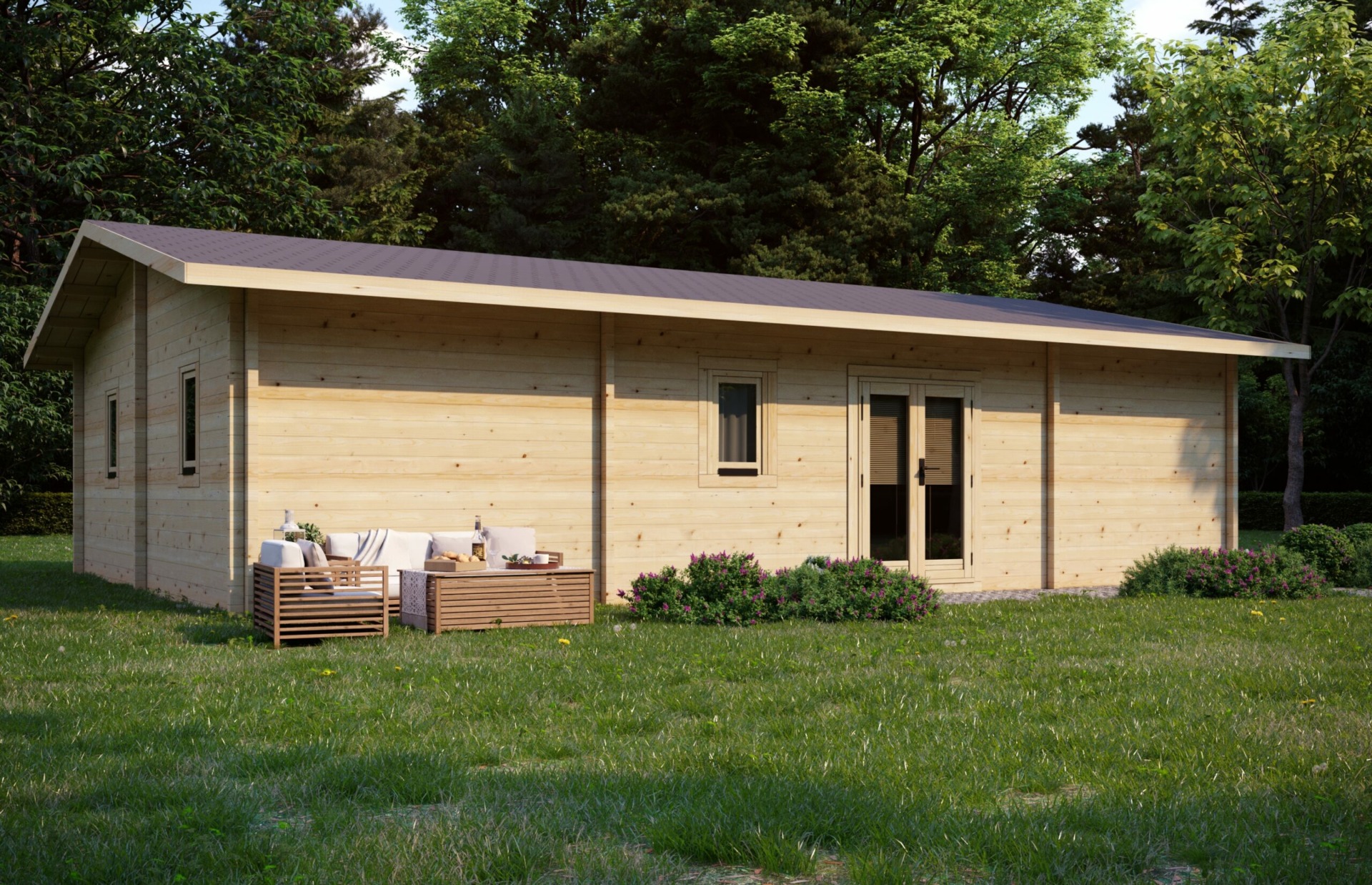 Glulam Log Cabin Outback 102x7m 70mm