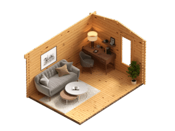 clock house log cabin 4x3m 44mm