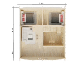 Two Storey Log cabin Roan, 70mm floor plan