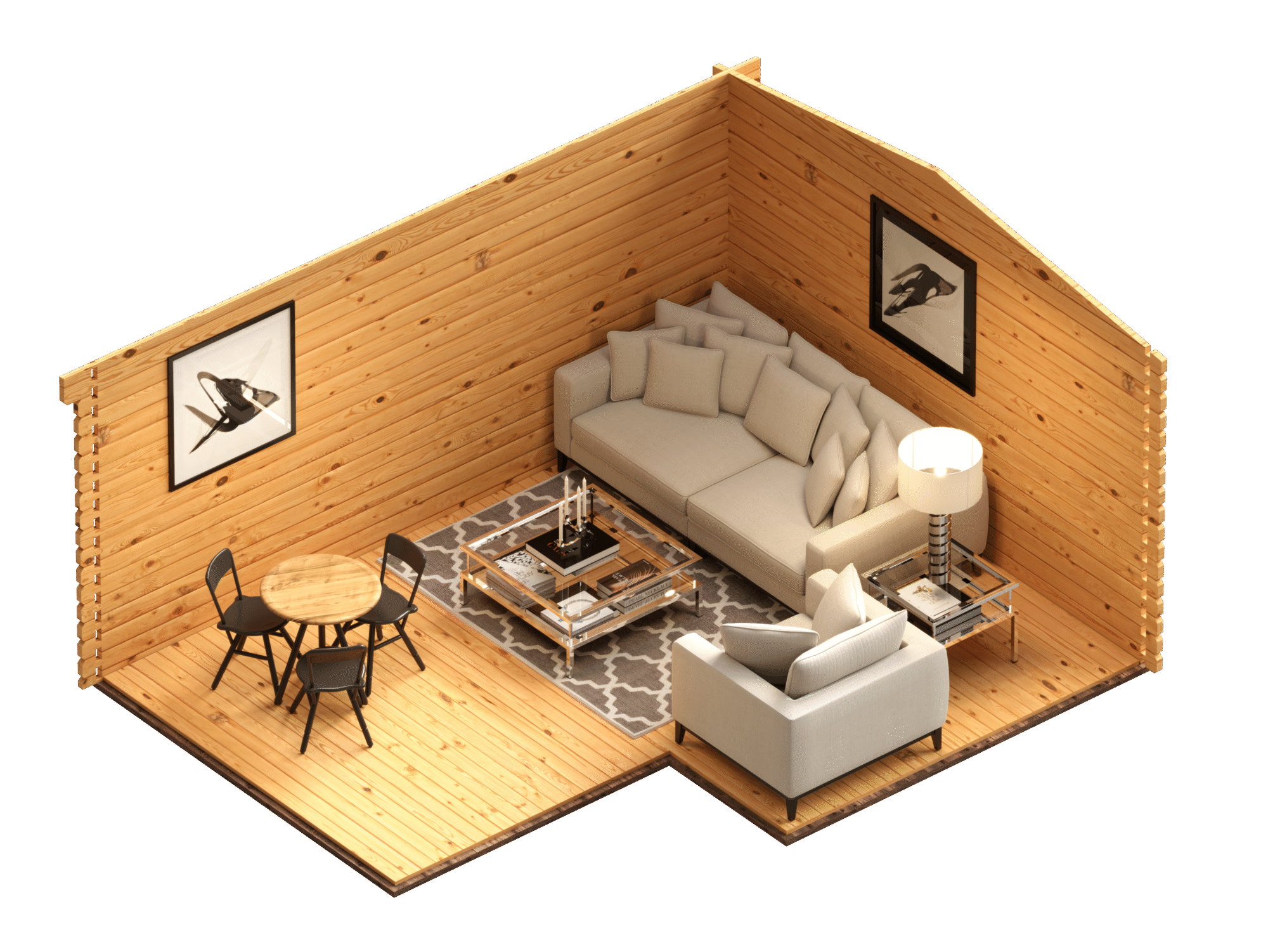 Eurodita log cabin Theodore 3D Plan Large scale image