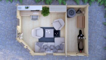 Corner Log Cabin Joseph 5×3.5m, 44mm – V