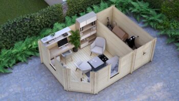 Corner Log Cabin Joseph 5×3.5m, 44mm – VI
