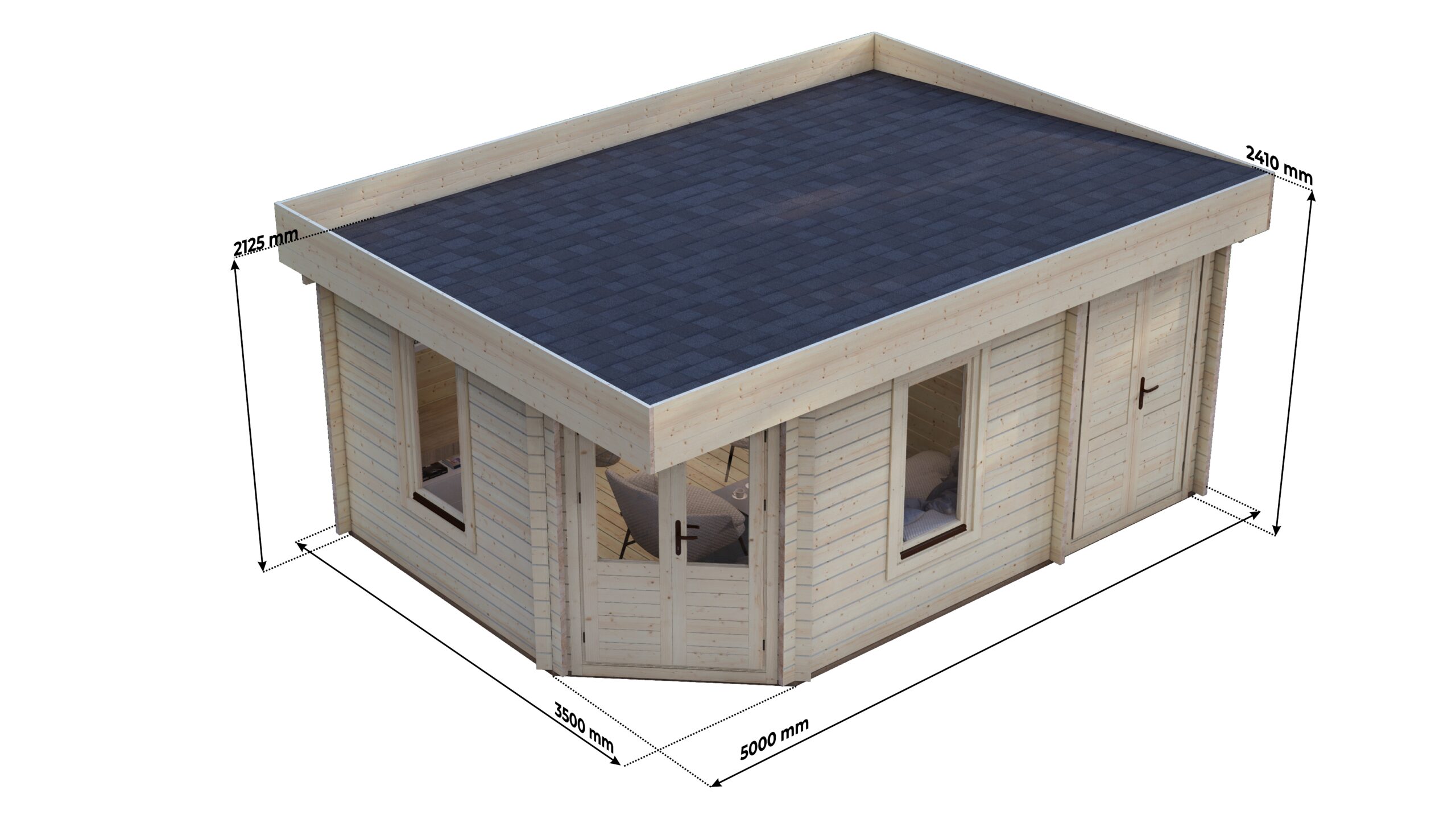 Corner Log Cabin Joseph 5×3.5m, 44mm – VIII Large scale image