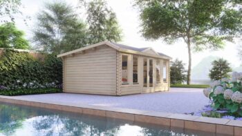 Clock House Log cabin 5.5x4m, 44mm pool view