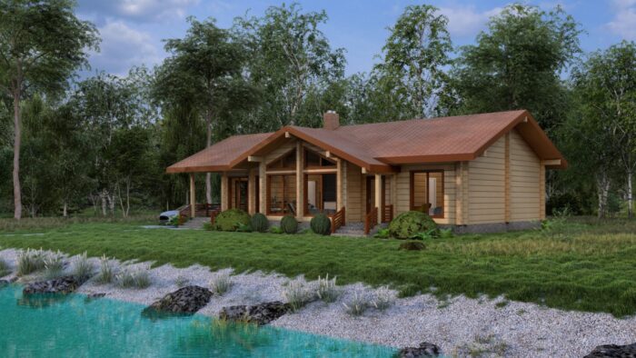 Glulam Log House Everbark