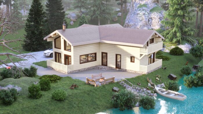 Two Storey Glulam Log House Gluluxe