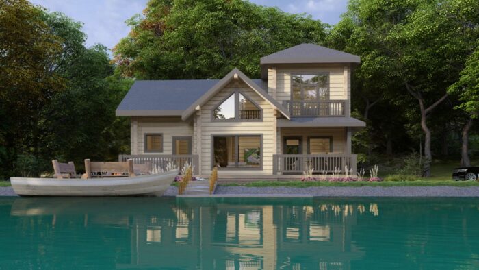 Two Storey Glulam Log House Greenhaven