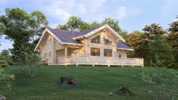 Two Storey Glulam Log House Timberly, 180Mm