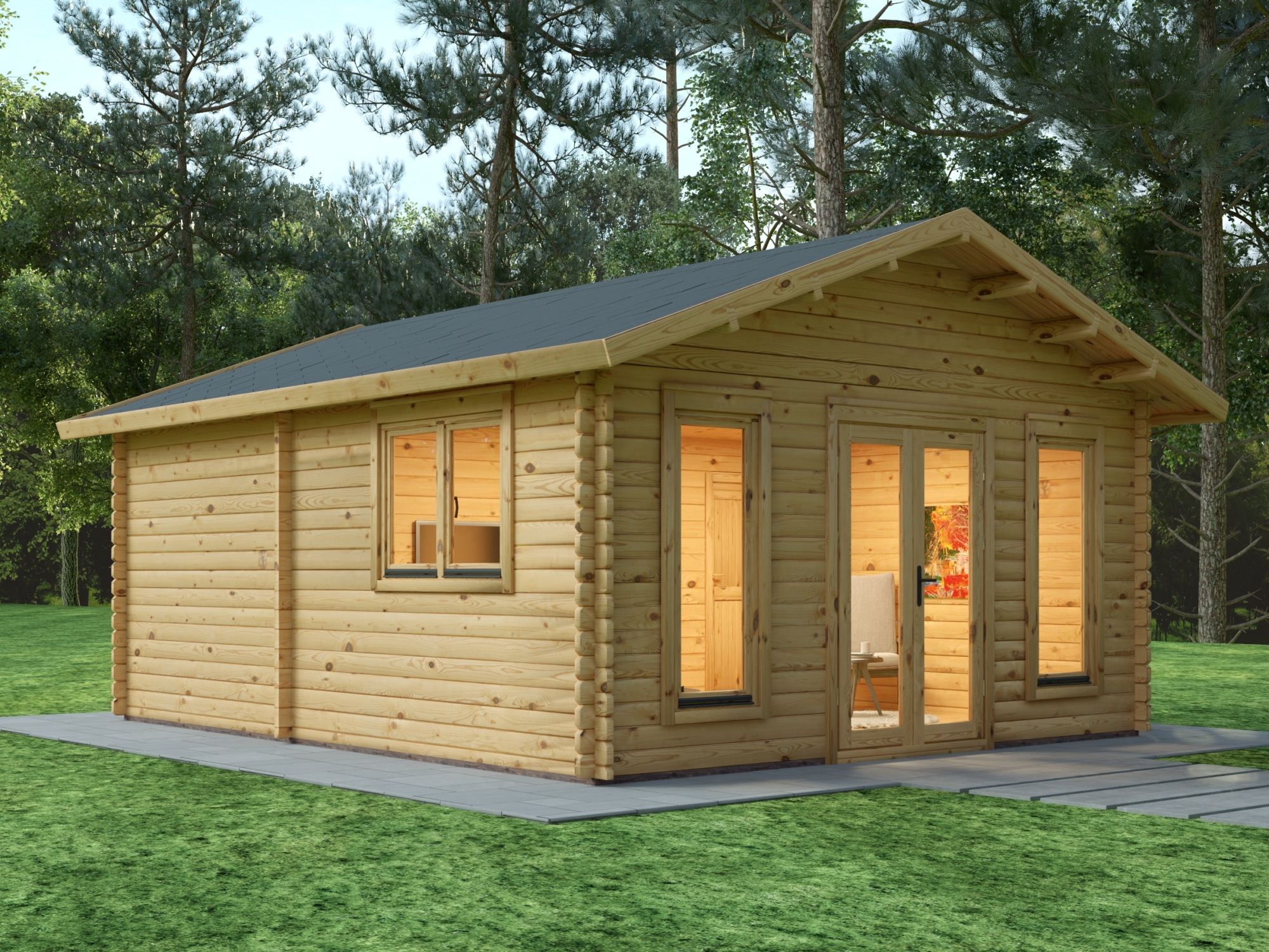 Domek z bali z 1 sypialnią 6x5m, 44mm