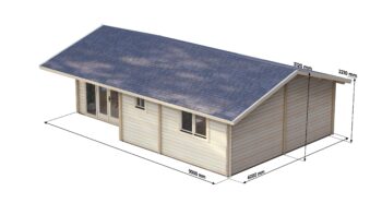2 Bedroom Log Cabin 9x6m, 44mm – IX
