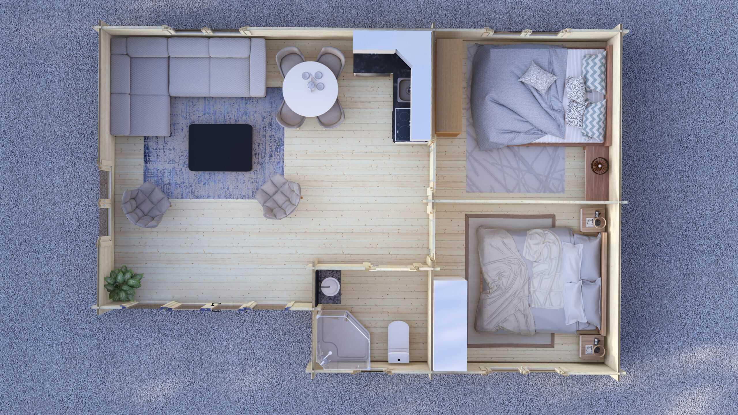 2 Bedroom Log Cabin 9x6m, 44mm – VI Large scale image