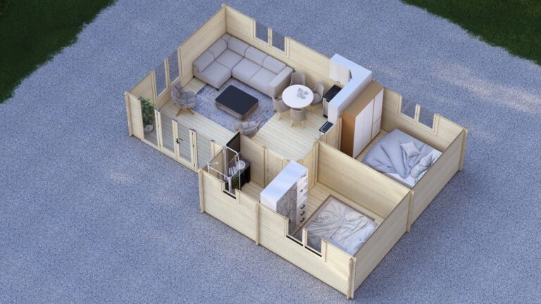 2 Bedroom Log Cabin 9x6m, 44mm – VII carousel small image