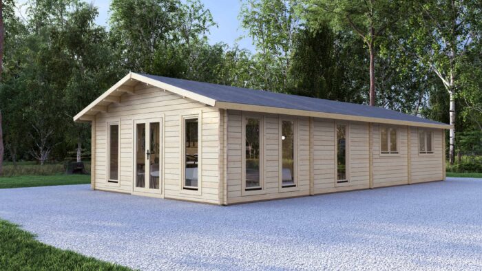 3 Bedroom Log Cabin 12.2x6m, 58mm