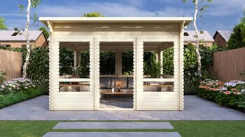 Garden Gazebo 4x4m, Pent, 28mm front