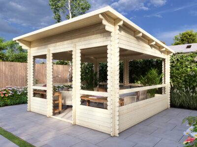 Garden Gazebo 4x4m, Pent, 28mm
