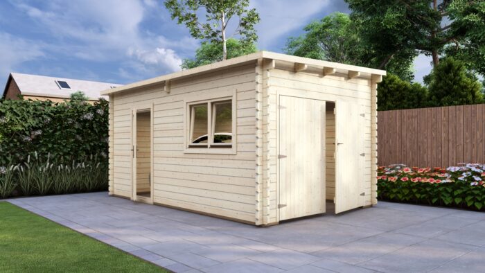 Log Garage 3.2×5.2M, Pent, 44Mm