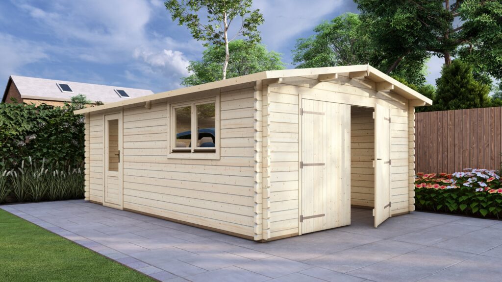 Log Garage 4x6m, Apex, 44mm: view 2
