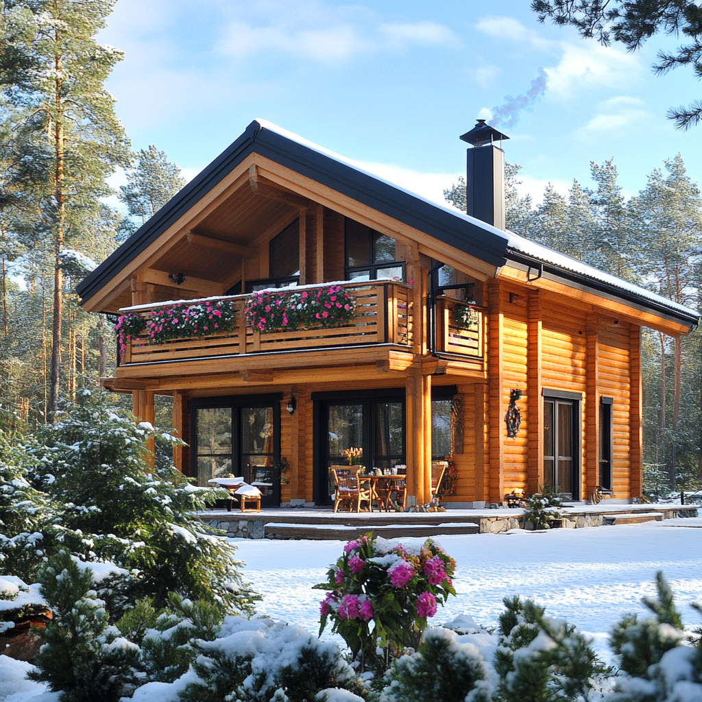 a house in the snow