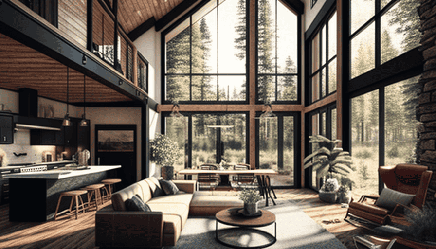 A Living Room With A Large Window