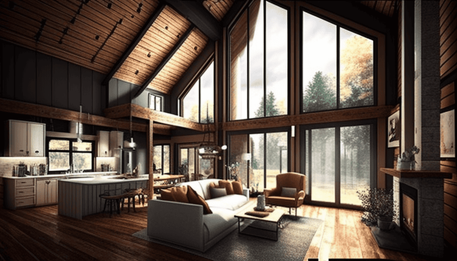 A Living Room With A Large Window