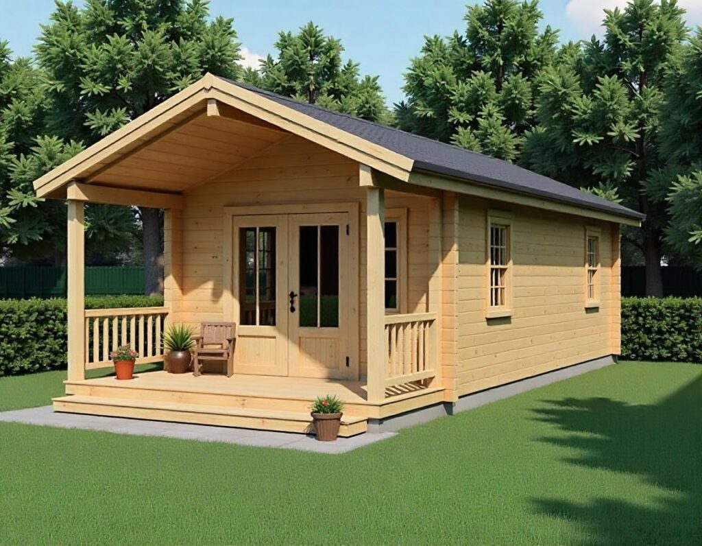 maison mobile en bois rond