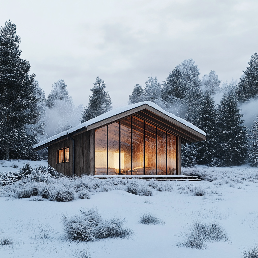 a cabin in the snow