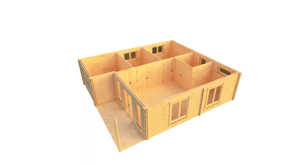 Eurodita Twin Skin three bed log cabin 9x8m_7