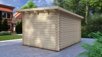 Modern Log Cabin 4×3m – Alu Sliding Doors, Pent roof IV