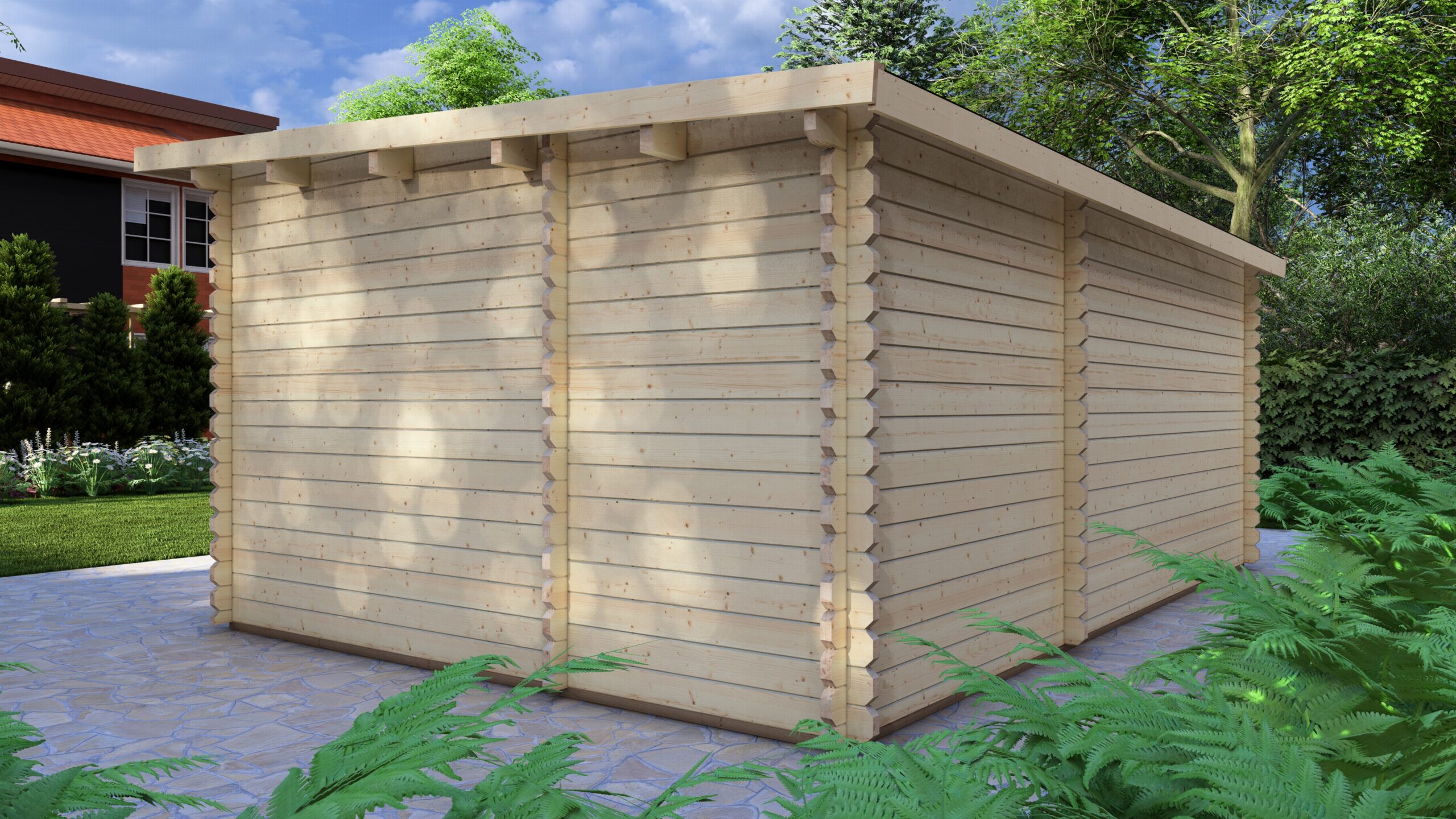 Modern Log Cabin 5.9×4.0m – Aluminium Sliding Doors – 4 Large scale image