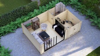 Modern Log Cabin 5.9×4.0m – Aluminium Sliding Doors – 6