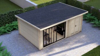 Modern Log Cabin 5.9×4.0m – Aluminium Sliding Doors – 7