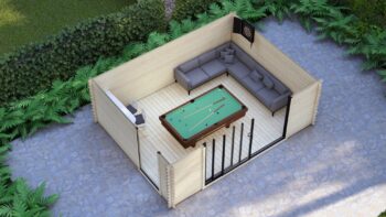 Modern Log Cabin 5×4m – Alu Sliding Doors, Pent Roof6