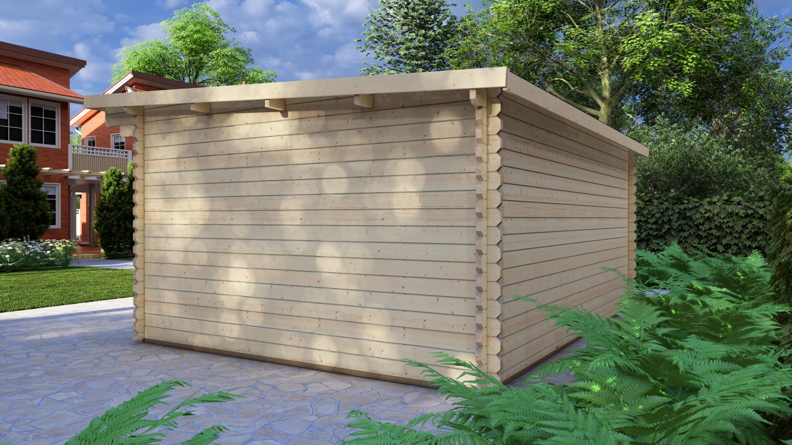 Modern Log Cabin 5×4m – Aluminium Sliding Door – 4 Large scale image