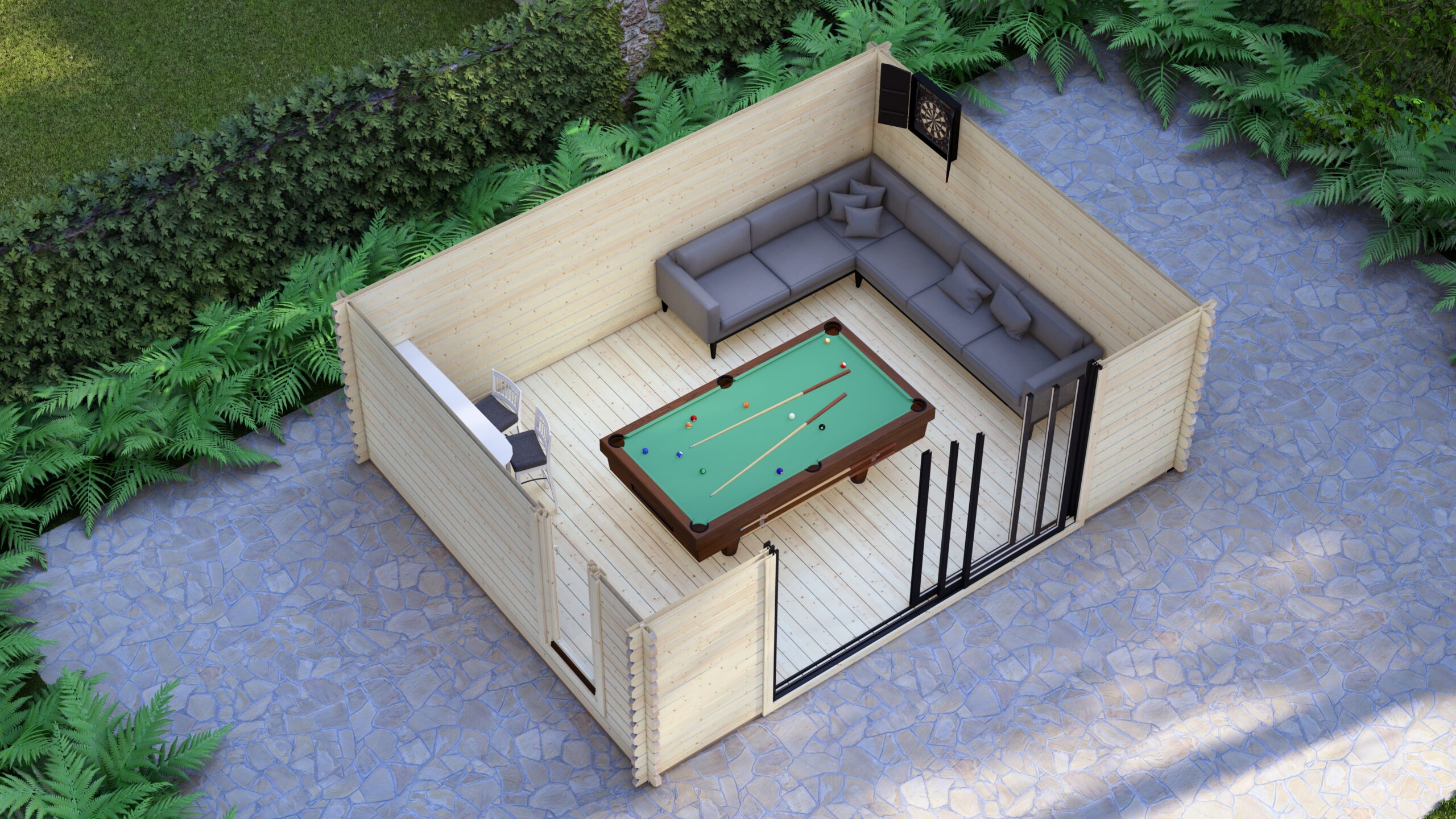 Modern Log Cabin 5×4m – Aluminium Sliding Door – 6 Large scale image