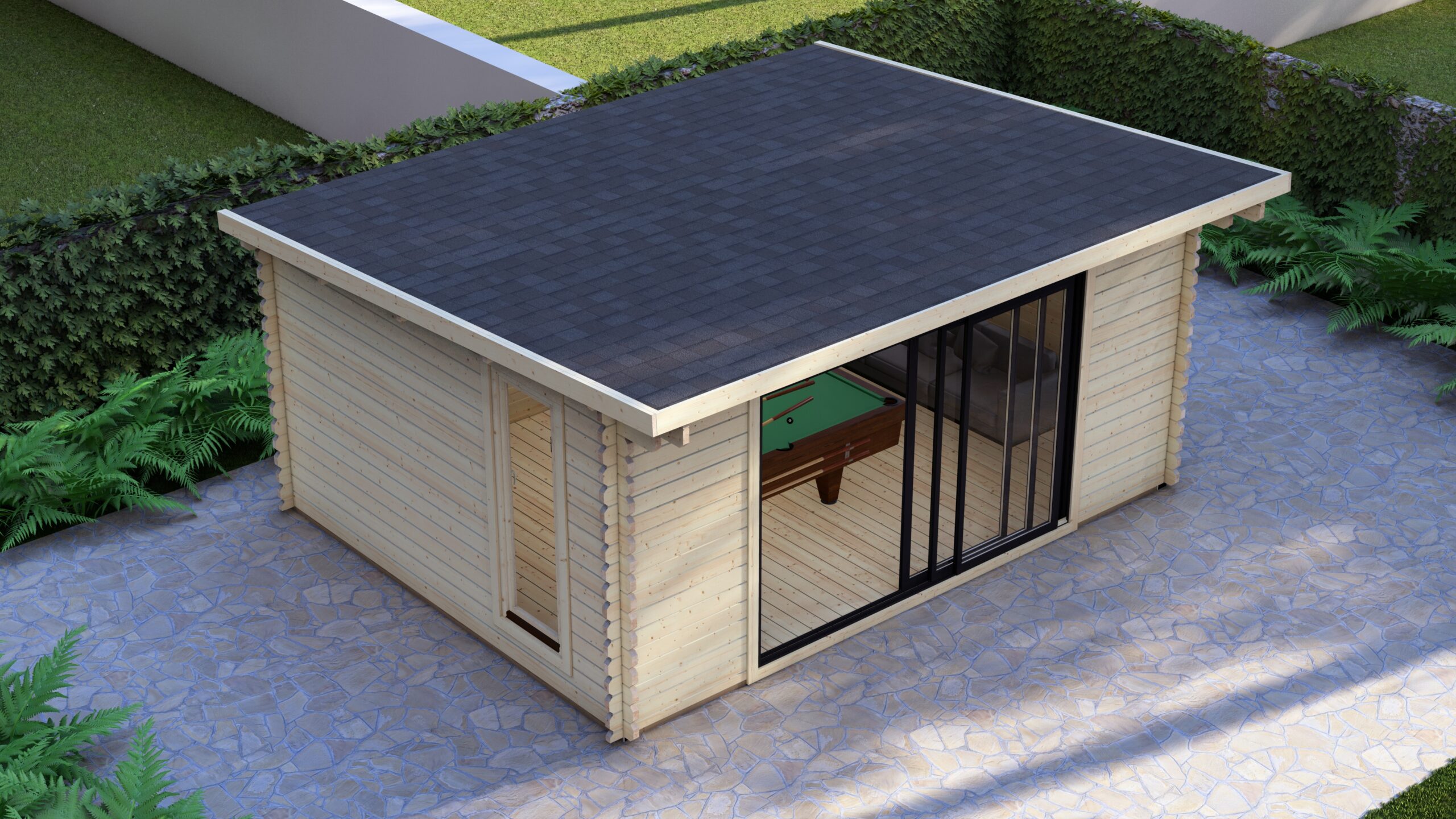 Modern Log Cabin 5×4m – Aluminium Sliding Door – 7 Large scale image