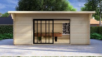 Modern Log Cabin 6×4m – Alu Sliding Doors, Pent Roof3