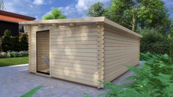 Modern Log Cabin 6×4m – Alu Sliding Doors, Pent Roof4