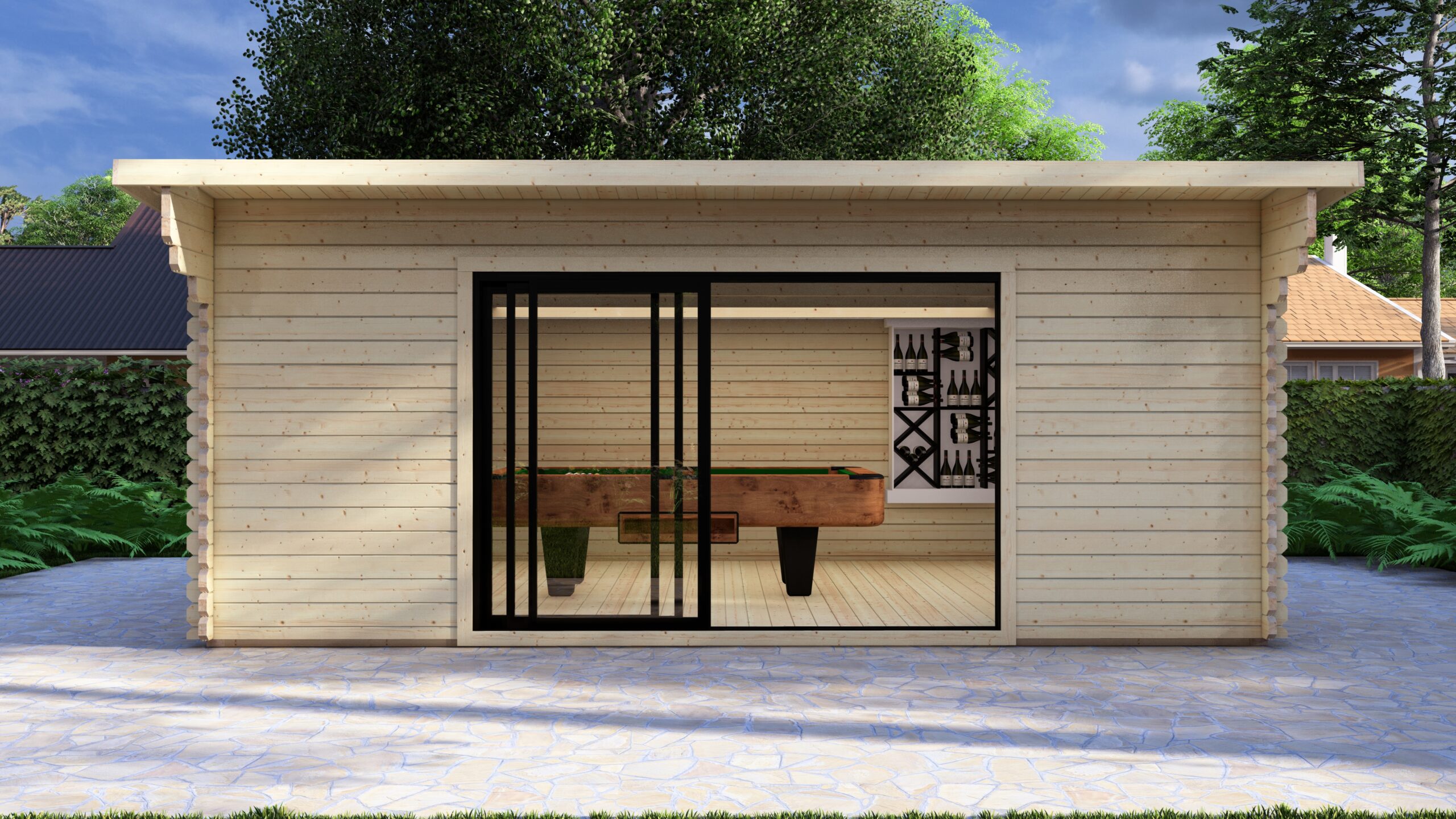 Modern Log Cabin 6×4m – Aluminium Sliding Door – 3 Large scale image