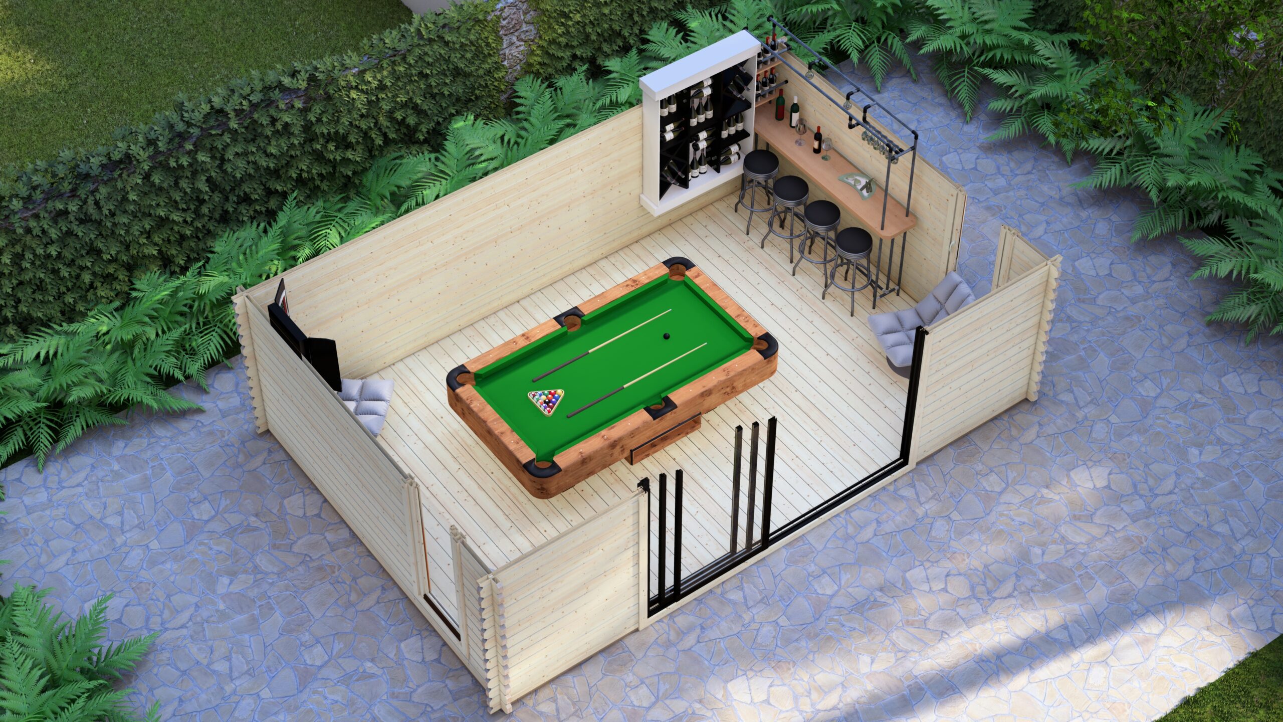 Modern Log Cabin 6×4m – Aluminium Sliding Door – 6 Large scale image