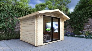 Modern Log Cabin 3.2×2.6m – Alu Sliding Doors, Apex Roof2