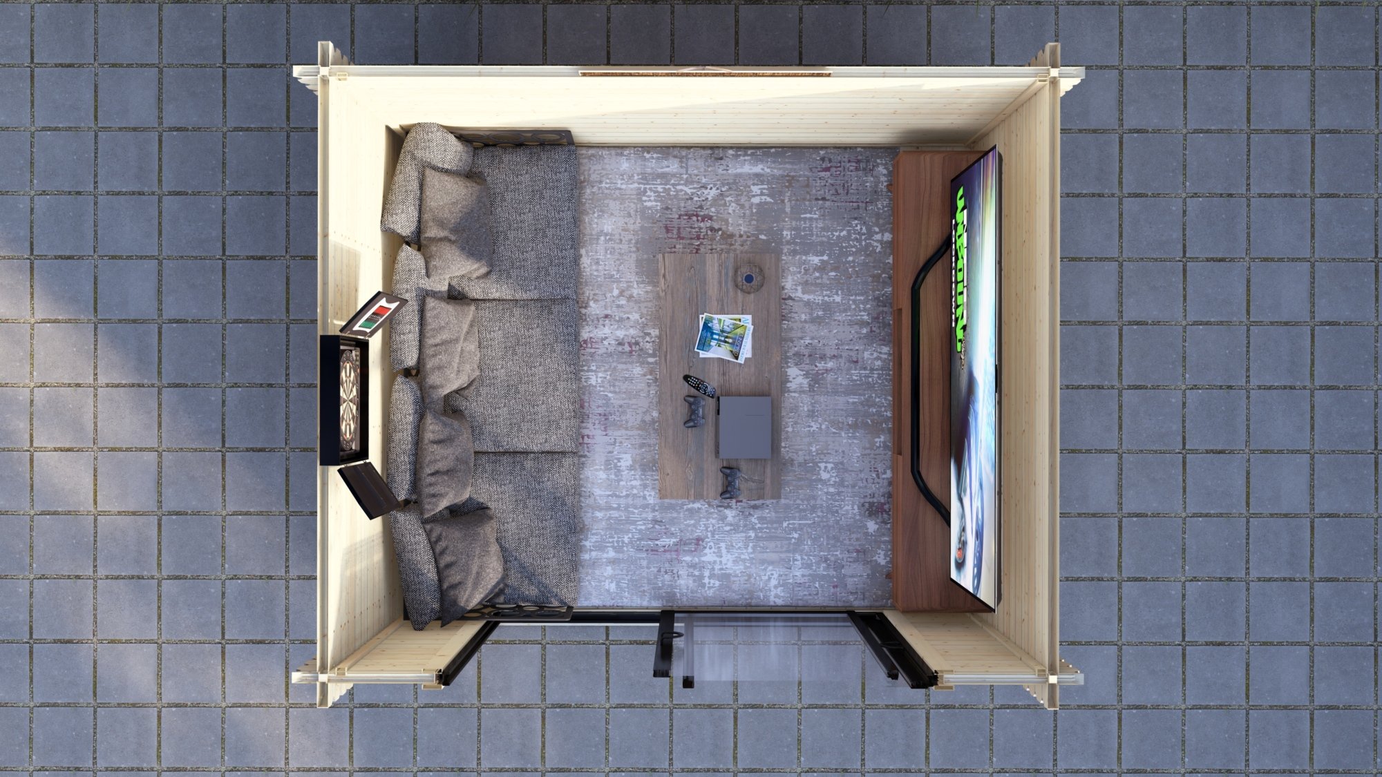 Modern Log Cabin 3.2×2.6m – Alu Sliding Doors, Apex Roof5 Large scale image