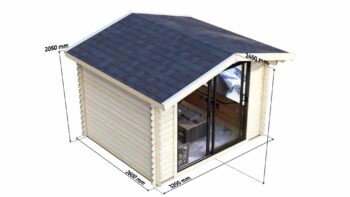 Modern Log Cabin 3.2×2.6m – Alu Sliding Doors, Apex Roof7