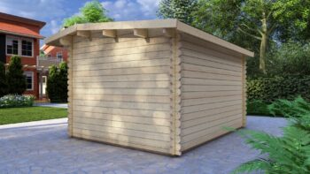 Modern Log Cabin 4×3m – Alu Sliding Doors, Long Ridge Roof 4