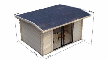 Modern Log Cabin 4×3m – Alu Sliding Doors, Long Ridge Roof 8