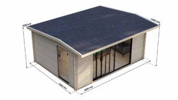 Modern Log Cabin 5×4m – Alu Sliding Doors, Long Ridge Roof8